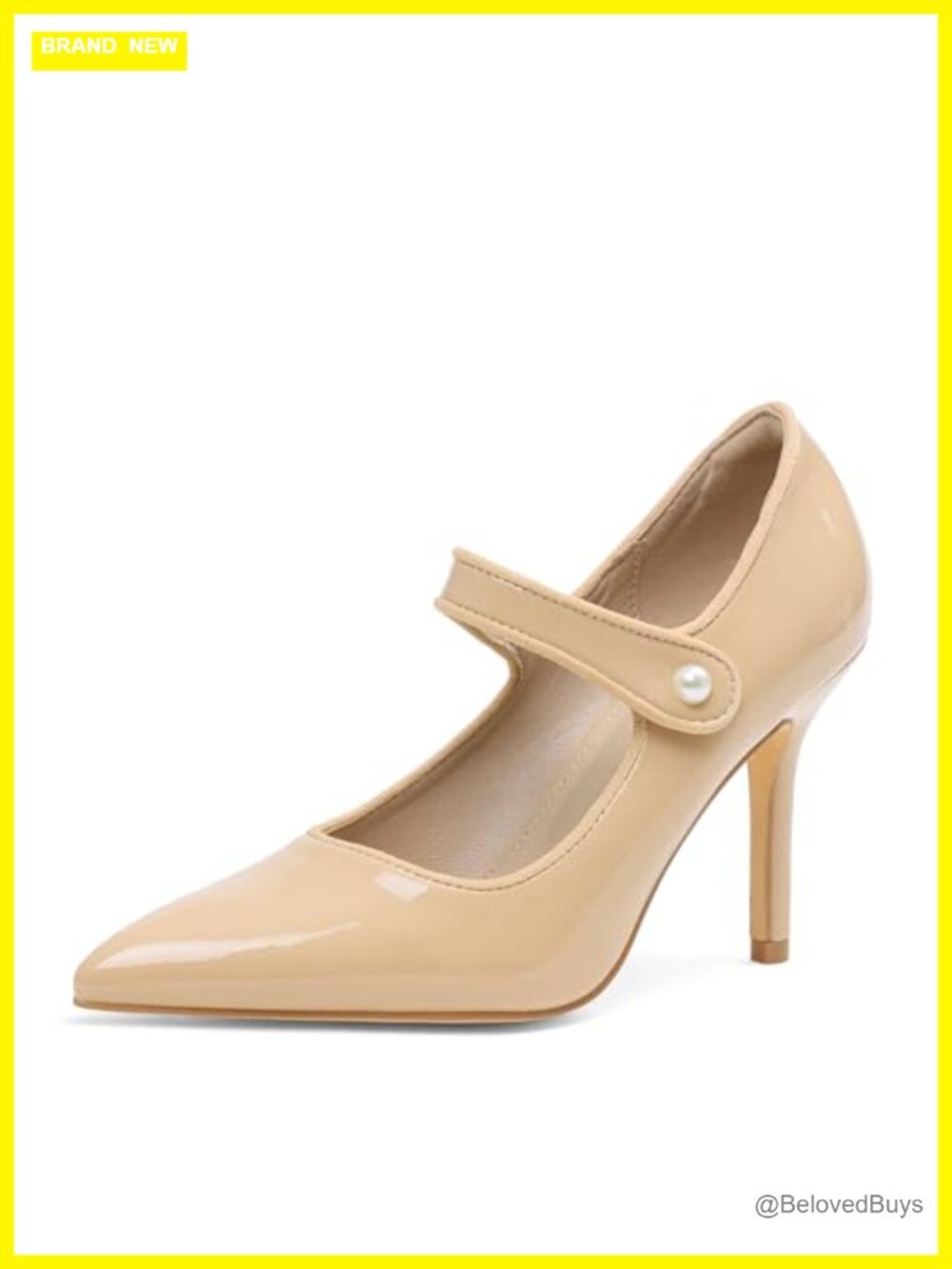 Women's Mary Jane Pumps Pointed Toe Stiletto Heel Patent Leather Dress Shoes